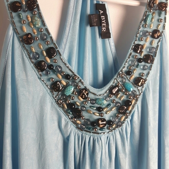 Blue beaded Racer Back Top b10 - Picture 4 of 6